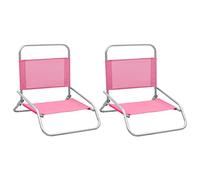 WDGJJFECNMUEHI Foldable Beach Chairs 2 Pack Pink, Portable Camping Chairs with Steel Frame, Lightweight Outdoor Chairs for Beach, Garden, Fishing, Max Load 110kg