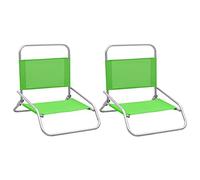WDGJJFECNMUEHI Folding Beach Chairs 2 Pack Green, Portable Camping Chairs with Steel Frame, Lightweight Outdoor Chairs for Beach, Garden, Fishing, Max Load 110kg