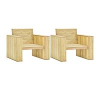 WDGJJFECNMUEHI Garden Chairs 2 Pcs 89x76x76 cm Vintage Style Solid Pine Wood with Elegant Design for Patio, Terrace, Outdoor Relaxation