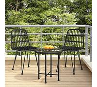 WDGJJFECNMUEHI Garden Chairs 2pcs Black 48x62x84 cm PE Rattan Outdoor Furniture Set for Patio Balcony Comfortable UV Resistant Steel Frame with Cushions