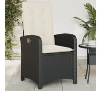 WDGJJFECNMUEHI Garden Recliner Chair with Cushions Black in Polyrattan, Adjustable Backrest, Weather-Resistant PE Wicker, Outdoor Lounge Chair for Patio, Poolside, Max Load 110kg