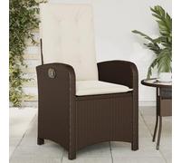 WDGJJFECNMUEHI Garden Reclining Chair with Brown Cushions in Polyrattan, Adjustable Backrest, Weather-Resistant PE Wicker & Steel Frame, Outdoor Lounge Chair for Patio, Poolside, Maximum Load 110kg
