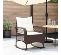 WDGJJFECNMUEHI Garden Rocking Chair with Cushions, Brown Polyrattan Outdoor Swing Chair for Patio, Balcony & Backyard, Comfortable PE Wicker & Powder Coated Steel Frame, UV Resistant, Max Load 110kg