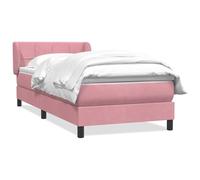 WDGJJFECNMUEHI Giroletto a Molle con Materasso Rosa 80x220 cm Velluto, Bed Frame with Adjustable Headboard, Pocket Spring Mattress and Topper, Velvet Upholstered Sofa Bed for Bedroom Guest Room, Pink