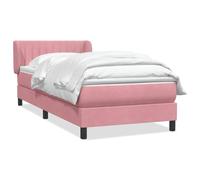 WDGJJFECNMUEHI Giroletto a Molle con Materasso Rosa 90x210 cm Velluto Single Bed Frame with Adjustable Headboard and Topper for Bedroom Living Room Guest Room