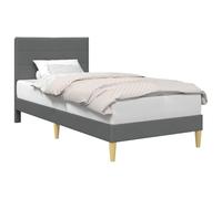 WDGJJFECNMUEHI Grey Bed Frame 100x200cm Upholstered Fabric Platform with Headboard, Modern Wooden Slatted Base for Single Bedroom, Easy Assembly, 140kg Weight Capacity