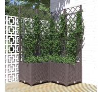 WDGJJFECNMUEHI Large Brown Garden Planter with Trellis 80x80x136 cm in PP - Outdoor Flower Pot for Climbing Plants, Balcony, Terrace Decor - Durable Weather-Resistant Polypropylene