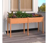 WDGJJFECNMUEHI Large Wooden Planter Box with Liner 161x45x76cm Solid Spruce Wood for Garden Balcony Patio DIY Decor Outdoor Flower Pot with Drainage Holes Natural Brown