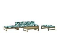 WDGJJFECNMUEHI Legno Impregnato Design Modulare con Cuscini Marrone 5 Pezzi | Set Divani da Giardino 5pz con Cuscini Legno di Pino Impregnato Angolo Soggiorno Esterno con Poggiapiedi Robusti per Terrazza