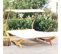 WDGJJFECNMUEHI Lettino con Tettuccio 165x203x138 cm in Legno Curvato Crema, Daybed with Canopy for Garden Patio Lounge, Curved Wood Frame, Cream Fabric, Outdoor Relaxation Furniture