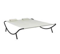 WDGJJFECNMUEHI Lettino da Esterno in Tessuto Crema, Lounge Chair with 2 Thick Cushions, Weatherproof Oxford Fabric & Powder Coated Steel Frame, Outdoor Sunbed for Garden, Patio, Beach, Easy Assembly