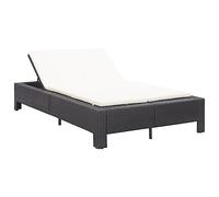WDGJJFECNMUEHI Lettino Prendisole 2 Posti in Polyrattan Nero con Cuscino, Sdraio Regolabile per Piscina Giardino, Lounge Chair con Telaio Acciaio, Impermeabile e Facile da Pulire, 220 x 130 cm