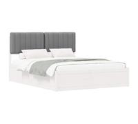 WDGJJFECNMUEHI Letto con Testiera Rivestita Grigio chiaro 160 x 200 cm Upholstered Bed Frame Solid Pine Wood King Size Comfort Headboard Easy Assembly Modern Platform Bed