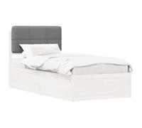 WDGJJFECNMUEHI Letto con Testiera Rivestita Grigio chiaro 80 x 200 cm Small Single Bed Frame with Upholstered Headboard Solid Pine Wood Platform Bed for Bedroom Minimalist Design Easy Assembly