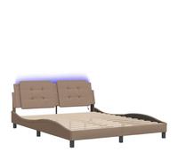 WDGJJFECNMUEHI Letto in ecopelle con luci LED Zadar Cappuccino 160x200 cm