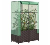 WDGJJFECNMUEHI Letto Rialzato con Serra 80x40x138 cm - Effetto Rattan, Copertura in PE Resistente, Struttura in Ferro Robusta, Ideale per Giardino e Balcone, Coltivazione Piante, Fiori e Ortaggi