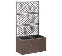 WDGJJFECNMUEHI Letto Rialzato Traliccio 2 Vasi 58x30x107 cm in Polyrattan Marrone, Raised Garden Bed with Removable Pots and Built-in Trellis, Balcony, Terrace, Outdoor Decoration