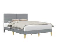 WDGJJFECNMUEHI Light Grey Fabric Bed Frame 140x190 cm Upholstered Platform Bed with Turned Legs, Plywood Construction for Modern Bedroom, Easy Assembly, Supports up to 280 kg