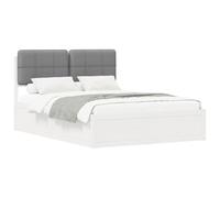 WDGJJFECNMUEHI Light Grey Upholstered Bed Frame with Headboard 140x190cm Solid Pine Wood Platform Base No Box Spring Needed Easy Assembly for Bedroom Guest Room