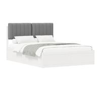WDGJJFECNMUEHI Light Grey Upholstered Bed Frame with Headboard 140x200 cm, Solid Pine Wood Platform No Box Spring Needed, Easy Assembly Storage Bed for Bedroom Guest Room