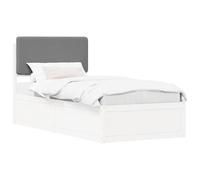 WDGJJFECNMUEHI Light Grey Upholstered Bed Frame with Headboard 90x190cm Solid Pine Wood Single Bed for Modern Bedroom, Easy Assembly No Box Spring Needed Platform Slatted Support