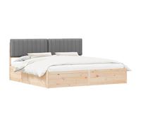 WDGJJFECNMUEHI Light Grey Upholstered Headboard Bed Frame King Size 200x200 cm Solid Pine Wood Platform No Box Spring Needed Easy Assembly Chic Bedroom Furniture