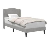 WDGJJFECNMUEHI Light Grey Velvet Bed Frame 100 x 200 cm with Upholstered Headboard, Modern Platform Bed Base with Slatted Support, Easy Assembly, Sturdy Metal Legs for Bedroom Living Room Guest Room