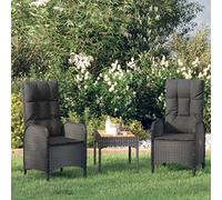 WDGJJFECNMUEHI Modern Outdoor Dining Chairs Set of 2 in Black Polyrattan with Cushions, Weather-Resistant PE Wicker & Steel Frame, Ergonomic Design for Patio Garden Balcony, Max Load 110kg