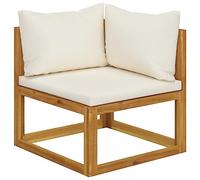 WDGJJFECNMUEHI Modular Corner Sofa Outdoor Garden Furniture Set with Cream White Cushions, Solid Acacia Wood Frame, Weather Resistant, Comfortable Seating for Patio Terrace