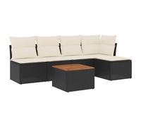 WDGJJFECNMUEHI Modulare in Polyrattan per Terrazza 6 pezzi con Cuscini Nero | Set Divano da Giardino 6 Pezzi con Cuscini e Tavolino, Salotto Estivo in Polyrattan Nero con Contenitore Impermeabile,