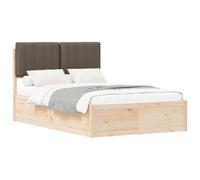 WDGJJFECNMUEHI Mole Colour Upholstered Headboard Bed Frame Solid Pine Wood 120x190 cm Small Double Size with Slatted Base, No Box Spring Needed, Easy Assembly, Removable Washable Cover
