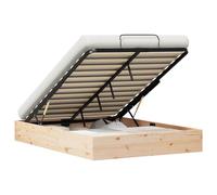 WDGJJFECNMUEHI Natural Ottoman Bed Frame with Storage 120x190 cm, Hydraulic Gas Lift Mechanism, Solid Pine Wood Mattress Foundation for Bedroom, Easy Assembly, No Box Spring Needed, Modern Design