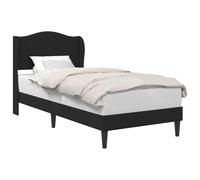WDGJJFECNMUEHI Nero Similpelle Bed Frame with Headboard 90x200cm Faux Leather Upholstered Platform Base Plywood Slatted Support Mattress Foundation Modern Design Easy Assembly