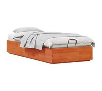WDGJJFECNMUEHI Ottoman Bed Frame Wax Brown Solid Pine Wood 75x190cm with Hydraulic Storage Lift Mechanism No Box Spring Needed Easy Assembly Space Saving Bedroom Furniture