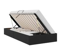 WDGJJFECNMUEHI Ottoman Storage Bed Frame King Size 90x190 cm Velvet Upholstered Platform Bed with Hydraulic Lift, Modern Square Handle Metal Frame, Black for Small Bedroom Guest Room