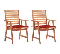 WDGJJFECNMUEHI Outdoor Dining Chairs Set of 2 with Cushions, Acacia Solid Wood Patio Garden Chairs, Waterproof Cushions, Rustic Design for Terrace Backyard