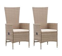 WDGJJFECNMUEHI Outdoor Lounge Chairs 2 PCS with Cushions, Beige PE Rattan Reclining Patio Furniture Set for Garden, Poolside, Adjustable Backrest, Waterproof & Durable Steel Frame, Easy Assembly