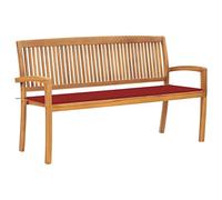 WDGJJFECNMUEHI panca da giardino da esterno arredo da giardinoPanchina da Giardino Impilabile con Cuscino 159cm Teak MasselloAdatto per giardini, cortili e salotti