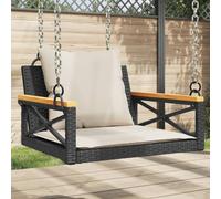 WDGJJFECNMUEHI panchina panchina da esterno plasticaPanchina a Dondolo con Cuscini Nera 63x62x40 cm in PolyrattanAdatto per giardini, cortili e salotti