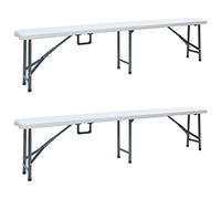 WDGJJFECNMUEHI panchina plastica da esterno panca per esternoPanchine da Giardino Pieghevoli 2 pz 180 cm in HDPE BiancheAdatto per giardini, cortili e salotti
