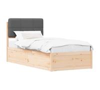 WDGJJFECNMUEHI Pine Wood Bed Frame with Tufted Headboard Dark Grey 80x200 cm Small Single Size Box Spring Not Needed Modern Minimalist Bedroom Furniture Easy Assembly