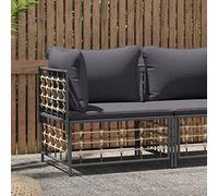 WDGJJFECNMUEHI Polyrattan Garden Corner Sofa with Cushions Dark Grey, Outdoor Modular Lounge Set Weather Resistant PE Rattan Furniture for Patio Terrace Balcony