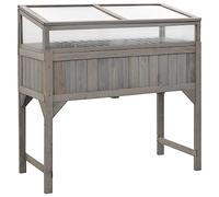 WDGJJFECNMUEHI Raised Garden Bed with Greenhouse Cover 110x54x120cm Solid Fir Wood for Outdoor Plants, Patio Decor, Weather-Resistant Planter Box for Flowers and Vegetables