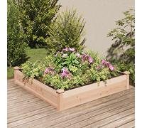 WDGJJFECNMUEHI Raised Garden Bed with Liner 120x120x25cm Solid Fir Wood Planter Box for Vegetables Herbs Flowers Outdoor DIY Gardening Decor