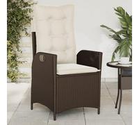 WDGJJFECNMUEHI Reclining Garden Chair with Cushions Brown in Polyrattan, Adjustable Lounge Chair for Patio, Outdoor Relaxation, Weather-Resistant PE Rattan & Powder Coated Steel Frame, Max Load 110kg