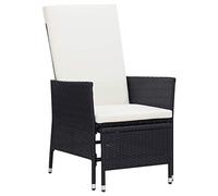 WDGJJFECNMUEHI Sedia da Giardino Reclinabile con Cuscino in Polyrattan Nero, Poltrona Relax con Poggiapiedi Integrato, Comoda e Resistente per Terrazzo, Piscina, Esterno, Bianco Crema, Max 110 kg