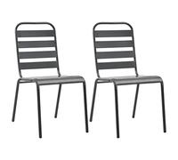 WDGJJFECNMUEHI Sedie da Esterno Impilabili 2 pz in Acciaio Grigio - Stackable Chairs for Patio, Garden & Dining - Industrial Design - Rustproof & Weather Resistant - 110kg Capacity