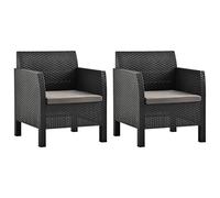 WDGJJFECNMUEHI Sedie da Giardino 2 Pezzi con Cuscini in Rattan Sintetico PP, Poltrone da Esterno Antracite per Terrazza Giardino Patio, Comode e Resistenti ai Raggi UV, Facili da Pulire e Spostare