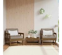 WDGJJFECNMUEHI Sedie da Giardino con Cuscini 2 Pezzi Ambra Legno Massello di Pino per Esterno, Sedia da Patio con Schienale e Braccioli, Design Modulare per Terrazza Giardino, Capacità Carico 110kg