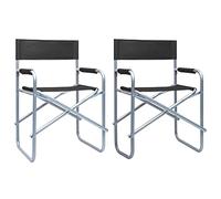WDGJJFECNMUEHI Sedie da Regista 2 Pezzi Pieghevoli in Acciaio Nero, Sedia da Spiaggia e Campeggio con Braccioli, Portatile e Resistente, Supporto 110 kg, Tessuto Premium Comfort